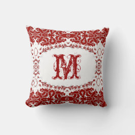 Modern Tribal Batik Monogram White Red Cushi Kissen