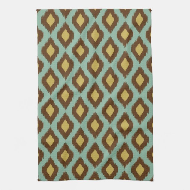 Modern Tribal Ikat blau Gelb Küchentuch (Vertikal)