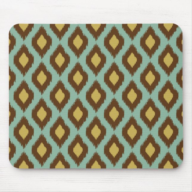 Modern Tribal Ikat blau Gelb Mousepad (Vorne)