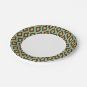 Modern Tribal Ikat blau Gelb Pappteller