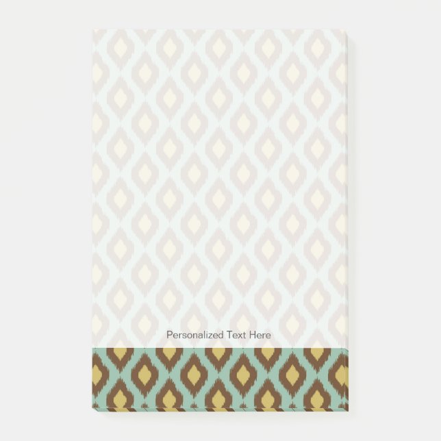 Modern Tribal Ikat blau Gelb Post-it Klebezettel (Vorderseite)