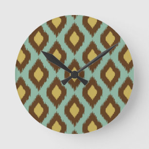Modern tribal ikat blue yellow modern runde wanduhr