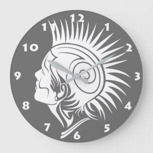 MODERN TRIBAL PUNK WITH MOHAWK AND WHITE NUMBERS GROßE WANDUHR