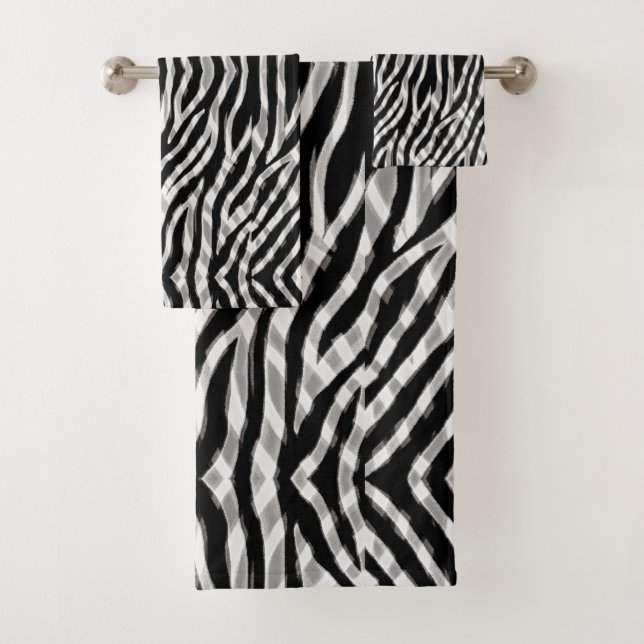 Modern Tribal Zebra Stripe Animal Print Rows Badhandtuch Set (Insitu)