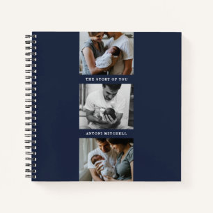 Modern Triptych 3-Foto Collage Journal - Navy Notizbuch