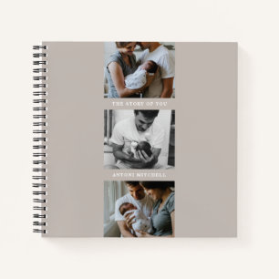 Modern Triptych 3-Foto Collage Journal - Taupe Notizbuch