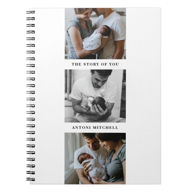 Modern Triptych 3-Foto Collage Journal - weiß Notizblock (Vorderseite)