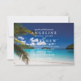 Modern Tropical Beach Palm Sea Wedding Card Einladung