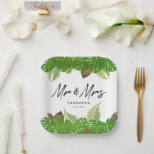 Modern Tropical Blätter Script Wedding