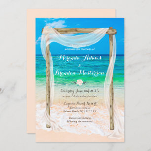 Modern Tropical Blue Beach Arbor Boho Hochzeit Einladung