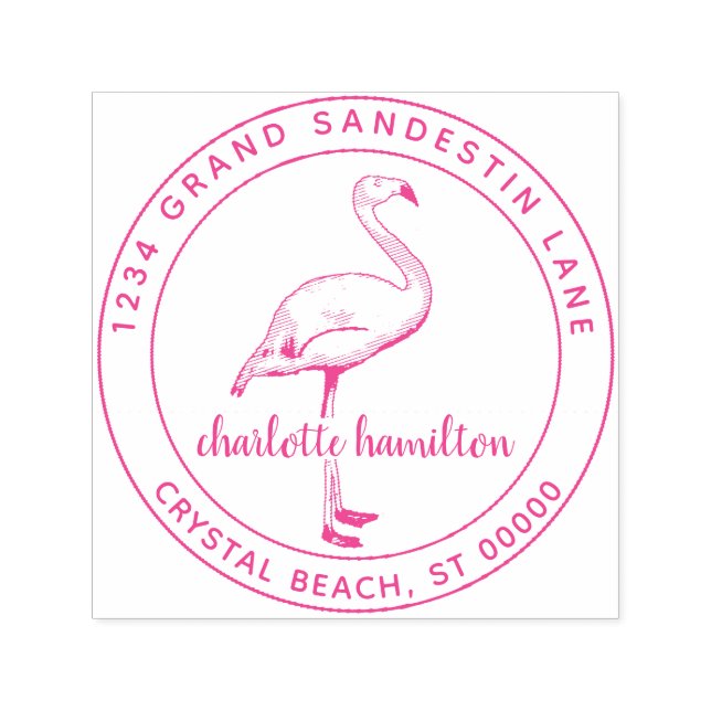 Modern Tropical Flamingo Bird Return Address Permastempel (Design)