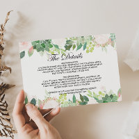 Modern Tropical Floral Wedding Details Beilage Kar