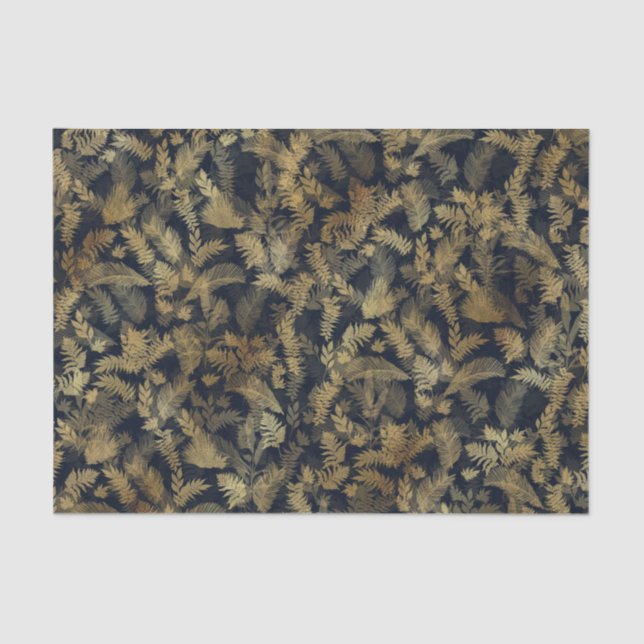 Modern Tropical Gold Foliage Blue Pattern Seidenpapier (Vorderseite)