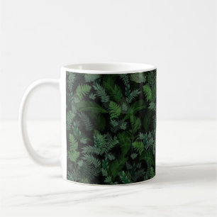 Modern tropical green foliage Black pattern Kaffeetasse