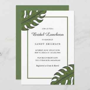 Modern Tropical Green Palm Leaf Bridal Luncheon Einladung