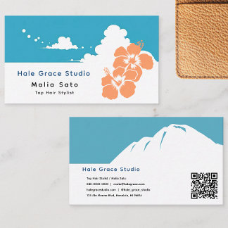 Modern Tropical Hibiscus Floral Hair Salon Visitenkarte