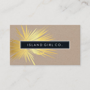 MODERN TROPICAL PALM FRONDS Logo trendy gold kraft Visitenkarte