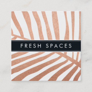 MODERN TROPICAL PALM LEAF Logo trendy Rose Gold Quadratische Visitenkarte