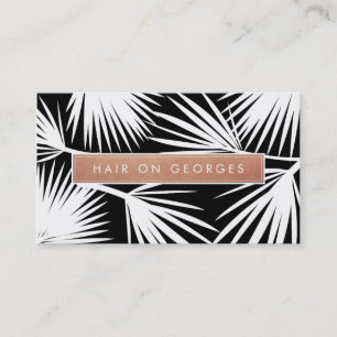 MODERN TROPICAL PALM LEAF Logo trendy Rose Gold Visitenkarte