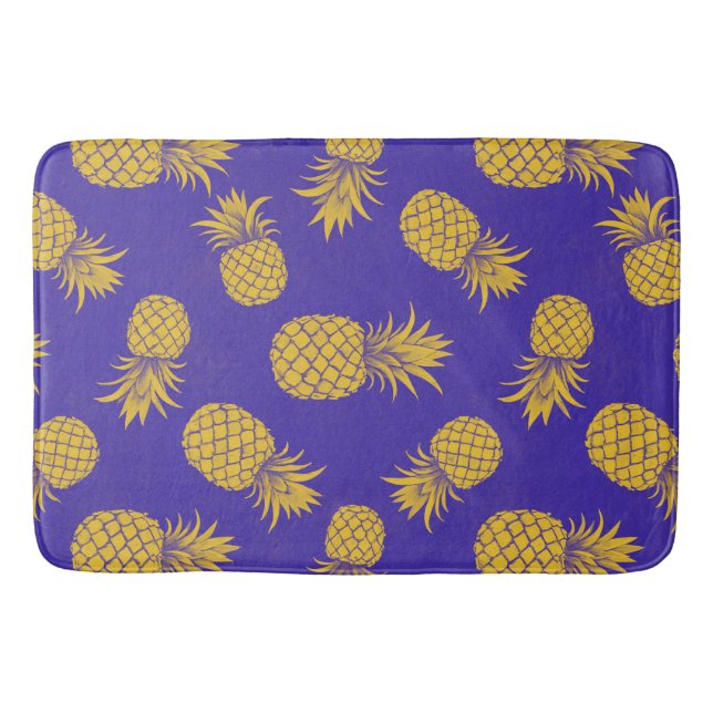 Modern Tropical Pineapple Watercolor Badematte (Vorderseite)