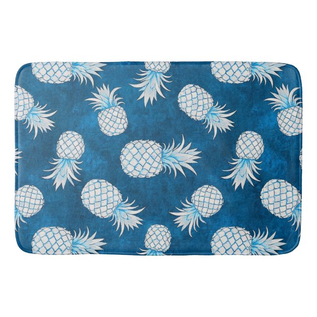 Modern Tropical Pineapple Watercolor Badematte (Vorderseite)