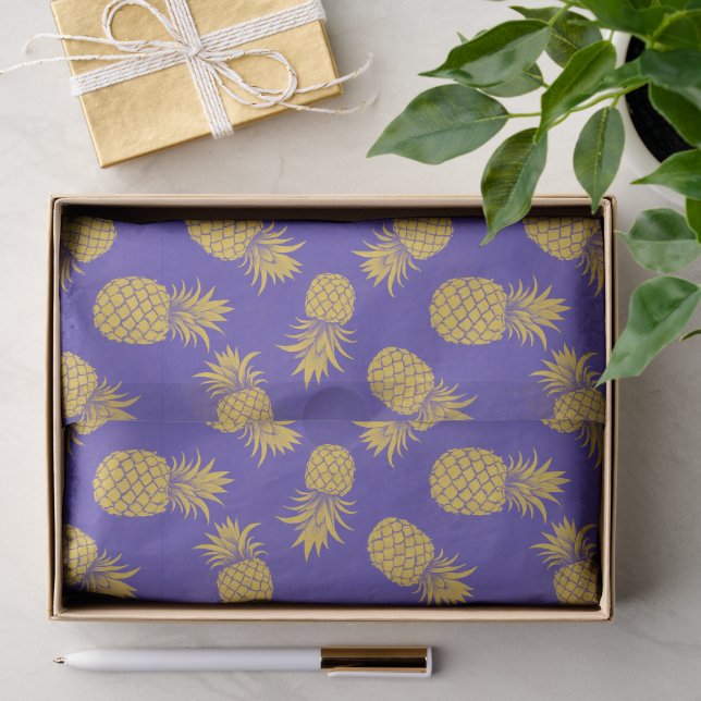 Modern Tropical Pineapple Watercolor Seidenpapier (Geschenk)