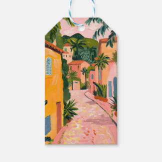 Modern Tropical Plant Print – Pink and Green Geschenkanhänger