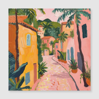 Modern Tropical Plant Print – Pink and Green Magnetkarte