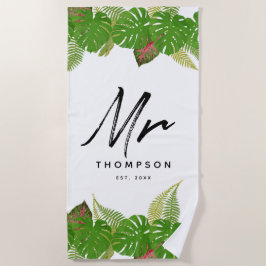 Modern Tropical Verlasse Minimalistisch Script Bea Strandtuch