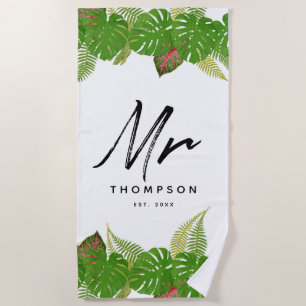 Modern Tropical Verlasse Minimalistisch Script Bea Strandtuch