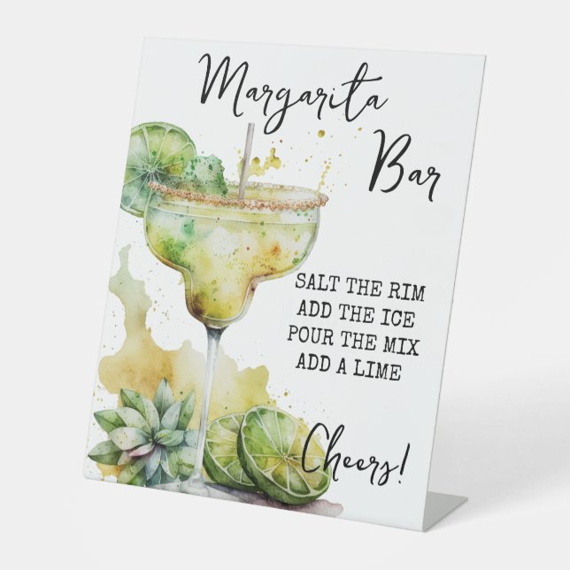 Modern Tropical Watercolor Margarita Bar Sign Sockelschild (Vorderseite)