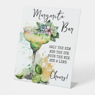 Modern Tropical Watercolor Margarita Bar Sign Sockelschild
