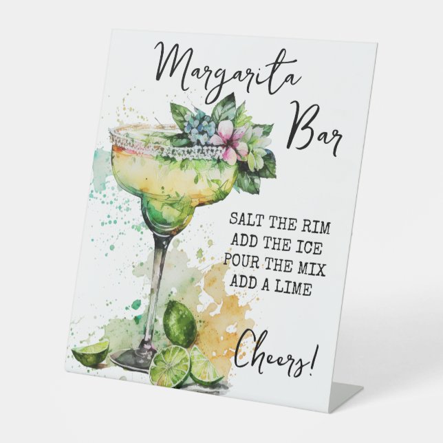 Modern Tropical Watercolor Margarita Bar Sign Sockelschild (Vorderseite)