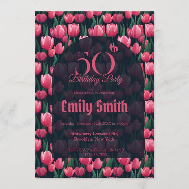 Modern Tulip Accent Daughter’S Birthday Einladung (Vorderseite)