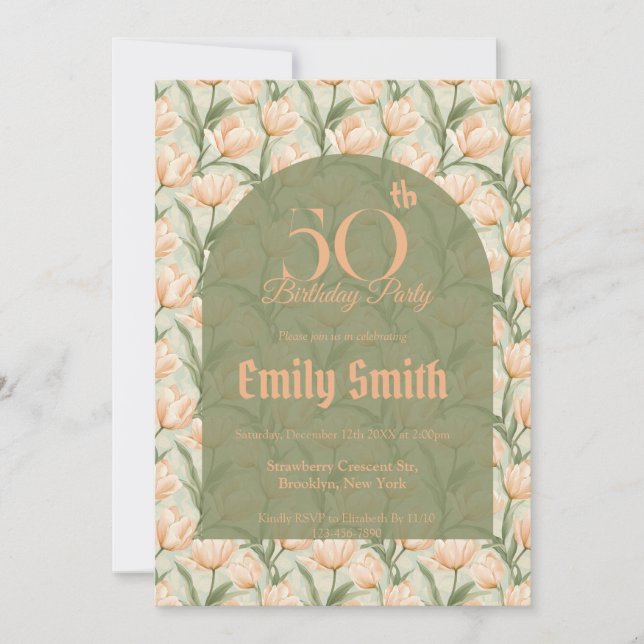 Modern Tulip Fantasy Girl’S Birthday  Einladung (Vorderseite)