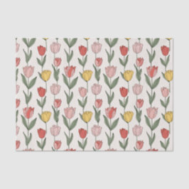 Modern Tulip Floral Pattern Soft Botanical Spring Seidenpapier