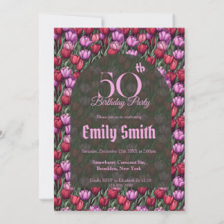 Modern Tulip Flower Surprise Birthday Party Einladung