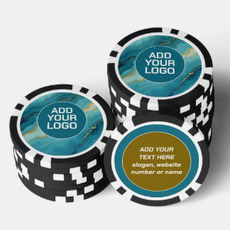 Modern Turquoise Blue Gold Marble Collection Pokerchips
