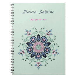Modern turquoise Pink Floral Mandala Doodles Notizblock