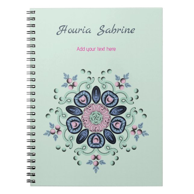 Modern turquoise Pink Floral Mandala Doodles  Notizblock (Vorderseite)