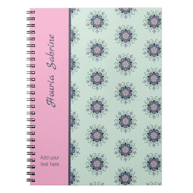 Modern turquoise Pink Floral Mandala Doodles  Notizblock (Vorderseite)