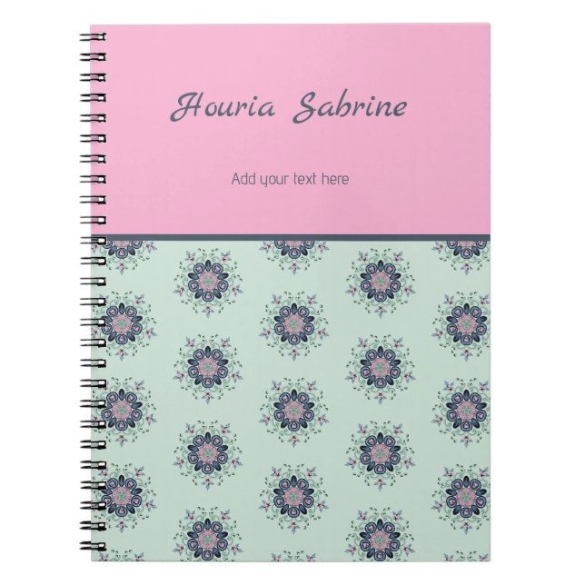 Modern turquoise Pink Floral Mandala Doodles  Notizblock (Vorderseite)