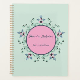 Modern turquoise Pink Floral Mandala Doodles Planer