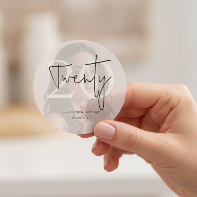 Modern Twenty 20th Birthday Party Sticker (Von Creator hochgeladen)