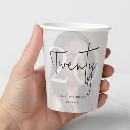 Modern Twenty Birthday Custom Party Cup Pappbecher