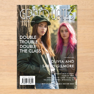 Modern Twins Graduation Magazine Cover TMF26 Acryleinladungen
