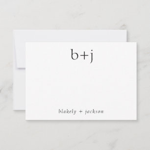 Modern Two Initial Monogram Couple Stationery Mitteilungskarte