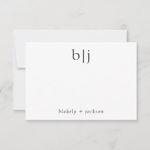 Modern Two Initial Monogram Couple Stationery Mitteilungskarte