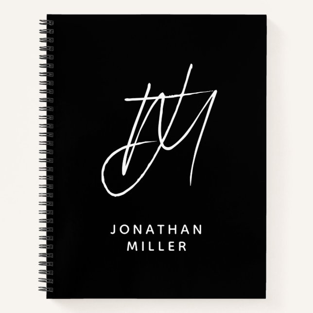 Modern Two Initial Script Monogram Personalisiert Notizbuch (Vorderseite)
