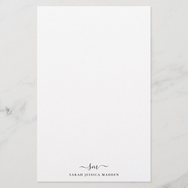 Modern Two Monogram Initial Girly Script Swash Briefpapier (Vorderseite)